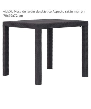 Mesa jardín plástico ratán marrón 79x79x72 cm