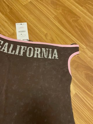 Camiseta California marrón y rosa