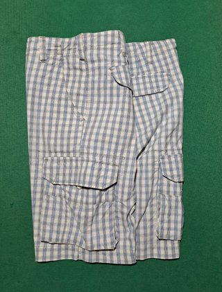 Bermuda Cargo Uomo Quadri Bianco Azzurro
