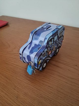 Hucha Coche Camuflaje Azul