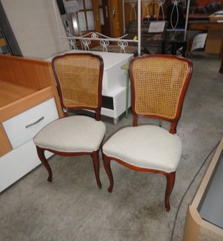 Pareja Sillas Vintage Rejilla Madera