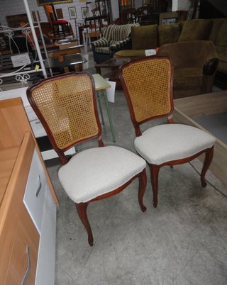 Pareja Sillas Vintage Rejilla Madera