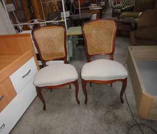 Pareja Sillas Vintage Rejilla Madera