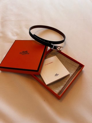 Pulsera Hermès Hapi Negra- camel  y Plateada