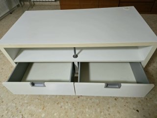 Mueble TV blanco con cajones y ruedas,120,60,54