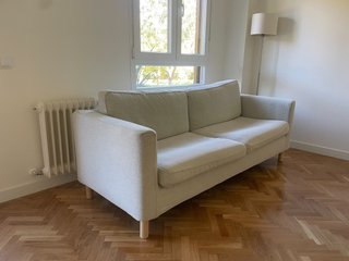Sofá Ikea Beige Tela Madera