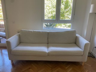 Sofá Ikea Beige Tela Madera