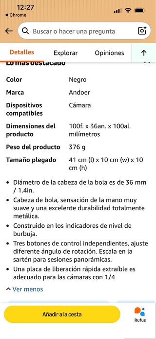 Andoer Rótula Cabeza de Bola para Trípode