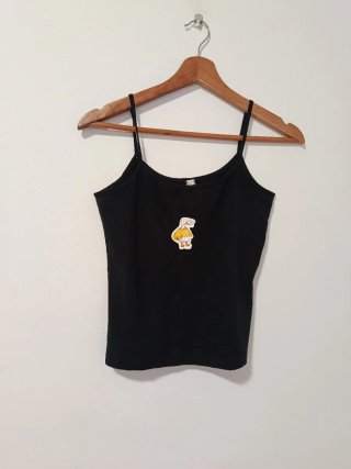 Camiseta tirantes negra dibujo pato