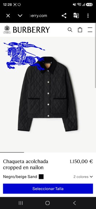 Chaqueta Burberry acolchada negra