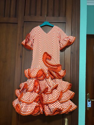 Traje Flamenca Hermanas Serrano, Naranja 3 Años
