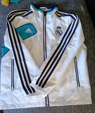 Chaqueta Adidas Real Madrid Blanca y Turquesa