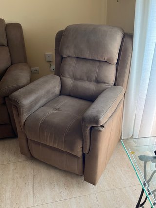 2 poltrone in tessuto beige/marrone