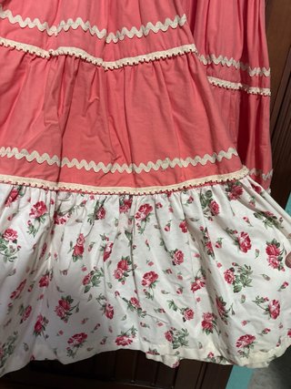 Traje Flamenca Coral Hecho a mano Talla 10-12 Años