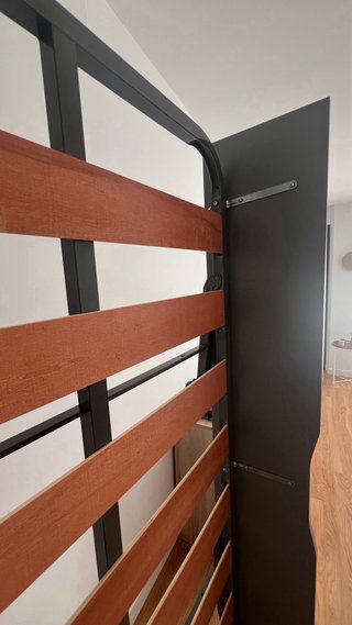 Somier plegable con frontal de madera gris
