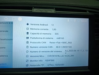 Autoradio Android car play 32 g. per Fiat 500