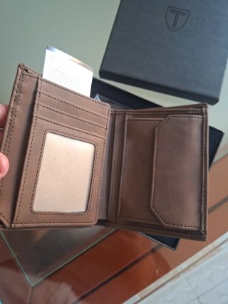 Cartera de piel T - Marrón