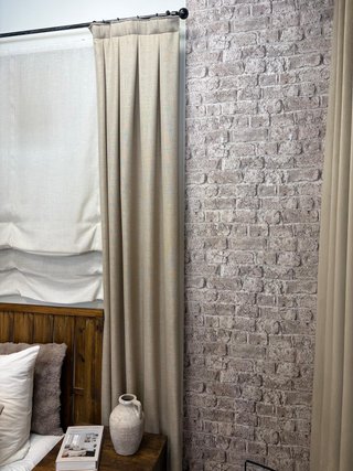 Cortinas rústicas tablas beige/blanco