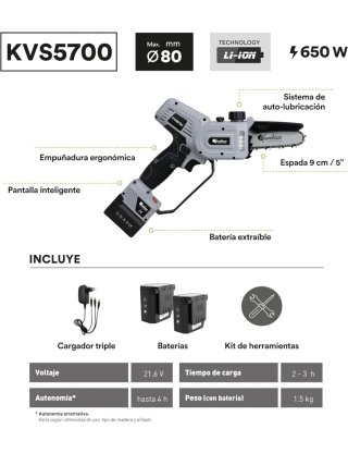 Sierra eléctrica Kamikace KVS5700 a batería