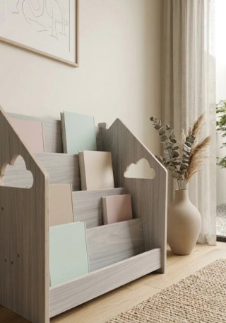 Libreria Montessori bassa accessibile per bambini