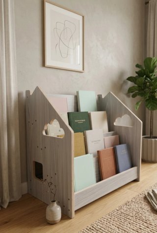 Libreria Montessori bassa accessibile per bambini