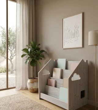 Libreria Montessori bassa accessibile per bambini