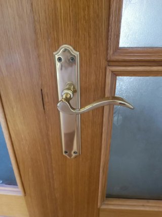 Puerta doble roble con cristal para salón