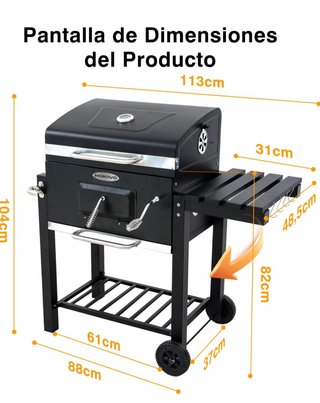 SIN ABRIR Barbacoa Carbón Parrilla Tapa de Acero