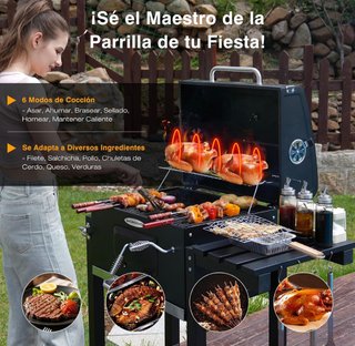 SIN ABRIR Barbacoa Carbón Parrilla Tapa de Acero