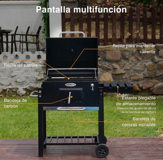SIN ABRIR Barbacoa Carbón Parrilla Tapa de Acero