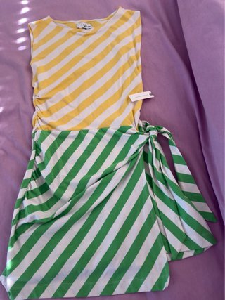 Vestido de rayas amarillo y verde talla única