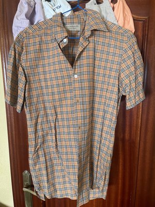 Camisa Burberry Original Manga Corta Talla S Beige