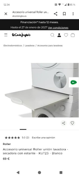 Kit apilado lavadora-secadora con repisa