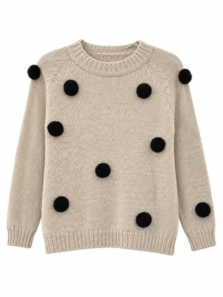 Jersey beige con pompones negros