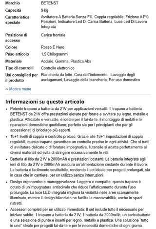 Avvitatore a batteria Betenst 21V