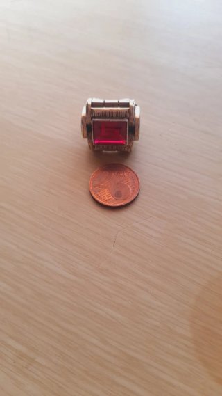 Anillo plata con Piedra Roja Rectangular