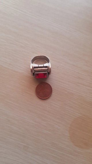 Anillo plata con Piedra Roja Rectangular
