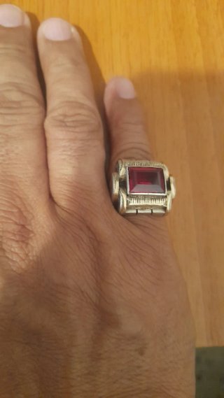 Anillo plata con Piedra Roja Rectangular