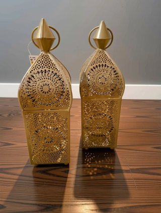 2 Faroles Dorados Decorativos