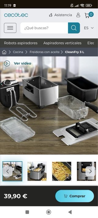 Freidora Cecotec CleanFry 3L 2000W