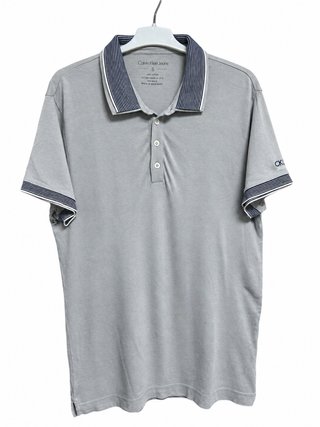 Polo Calvin Klein Gray Blue Retro - Size S