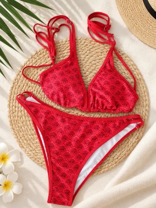 Bikini rojo estampado