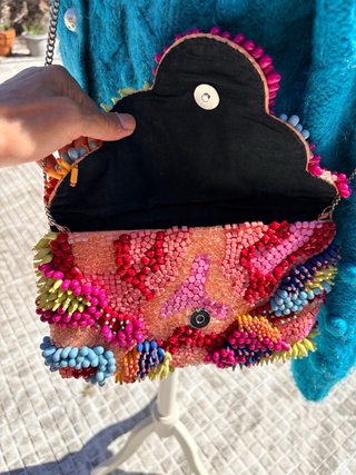 Bolso artesanal piezas colores