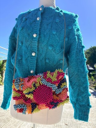 Bolso artesanal piezas colores