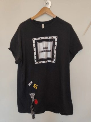 Camiseta Larga Negra Mujer Talla M/L