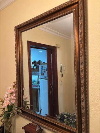 Espejo de pared decorativo madera y dorado
