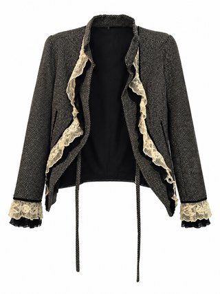Blazer con volantes y encaje