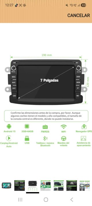Radio Coche Android 15 Carplay para varias marcas