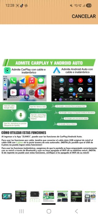 Radio Coche Android 15 Carplay para varias marcas