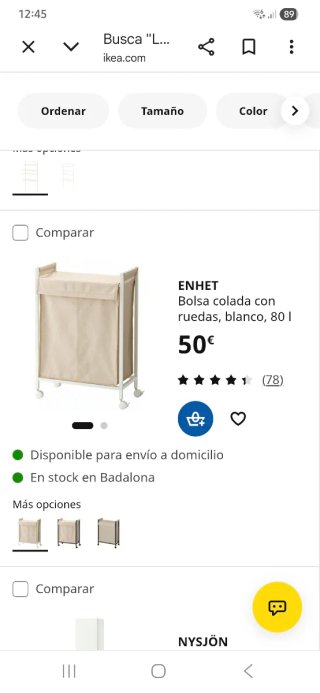 Cesto Ropa Sucia con Ruedas 80L